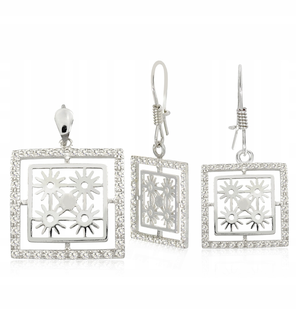 Stříbrný Nádherný Komplet S Květy Slunečnice 925