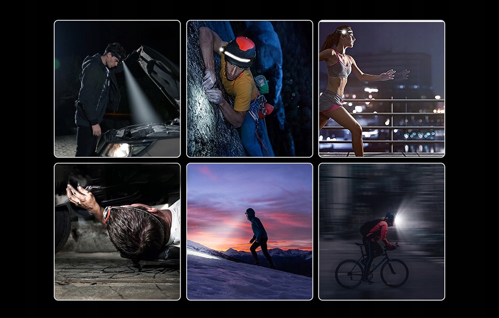 SUPERFIRE LATARKA CZOŁOWA HL65 340LM USB-C CZOŁÓWKA LAMPKA NA GŁOWĘ LED Kolor dominujący czarny