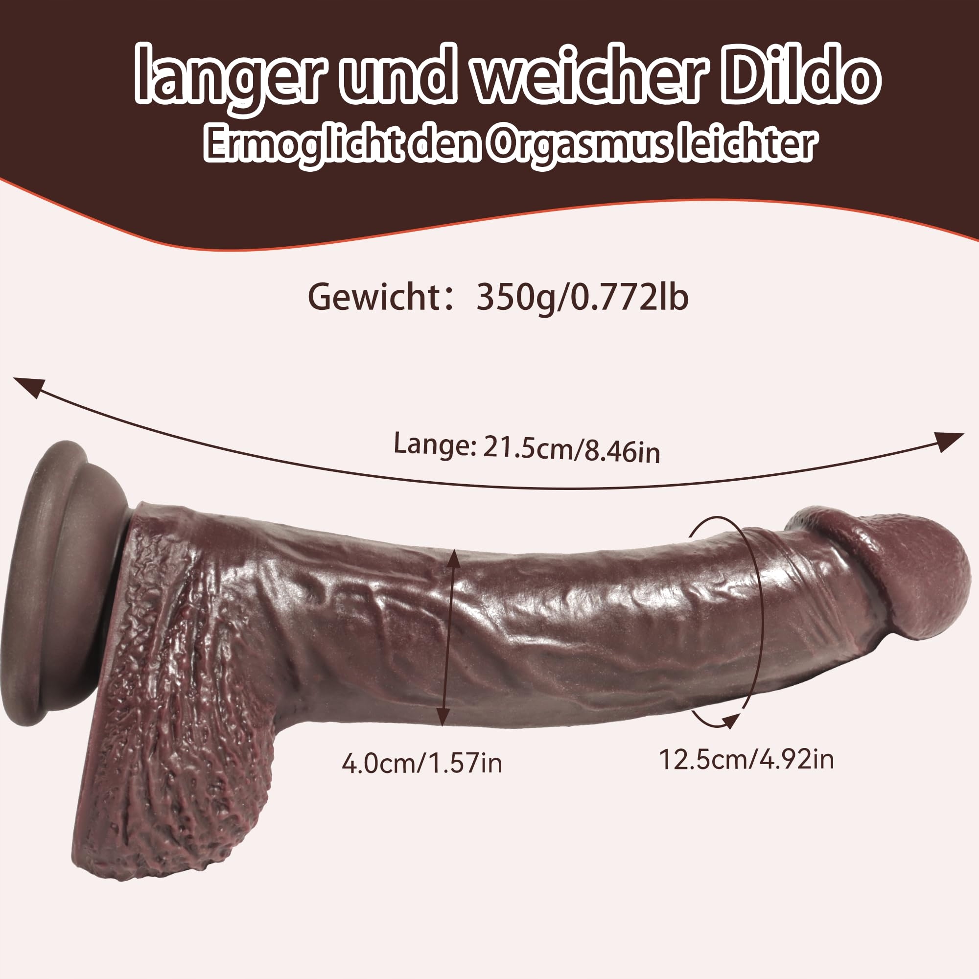 REALISTISCHESILIKON Dildo 215cm Czarny Realistyczny Z Mocną Przyssawką — miniatura 7