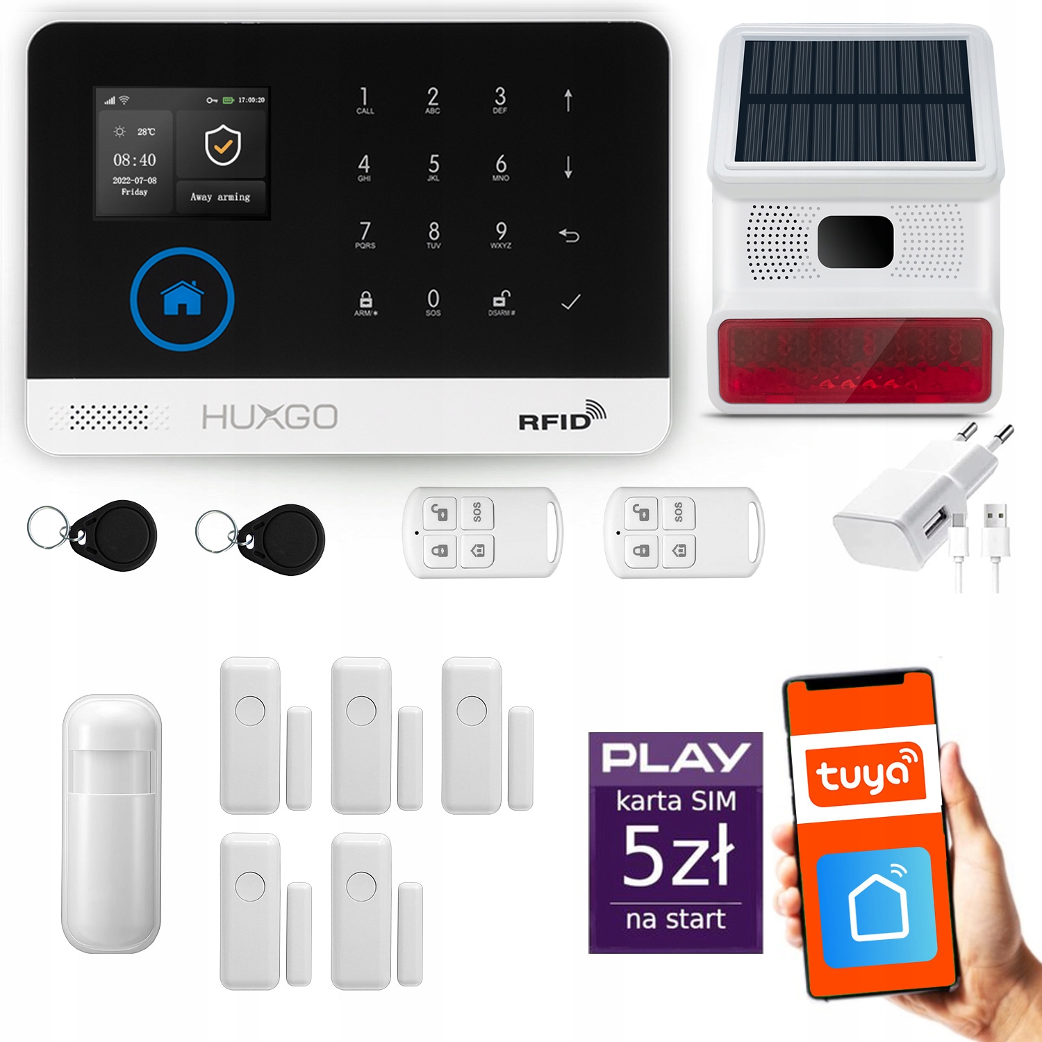 Bezdrôtový alarm Gsm WiFi s aplikáciou Tuya, sada Huxgo HXA003