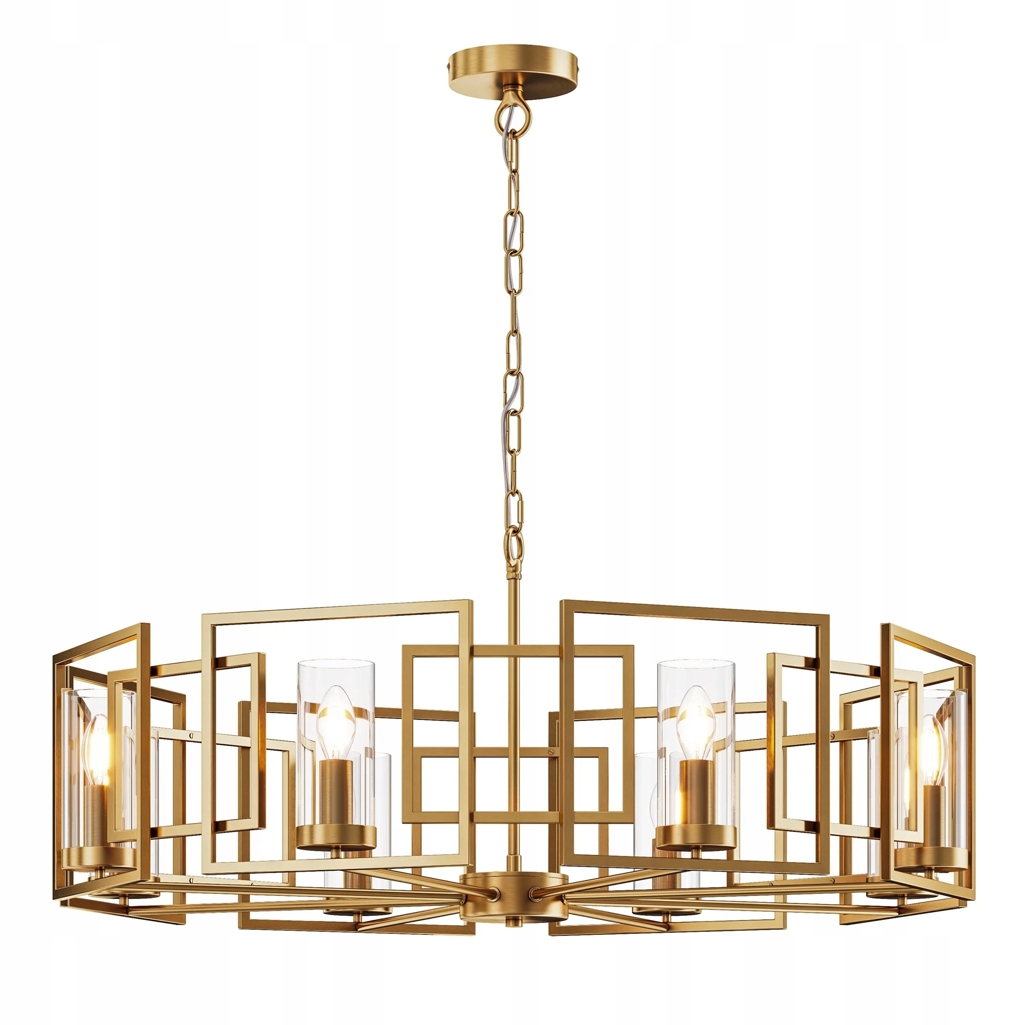 Závěsné svítidlo lustr zlatý klasický kulatý na řetězu 8 žárovek Maytoni