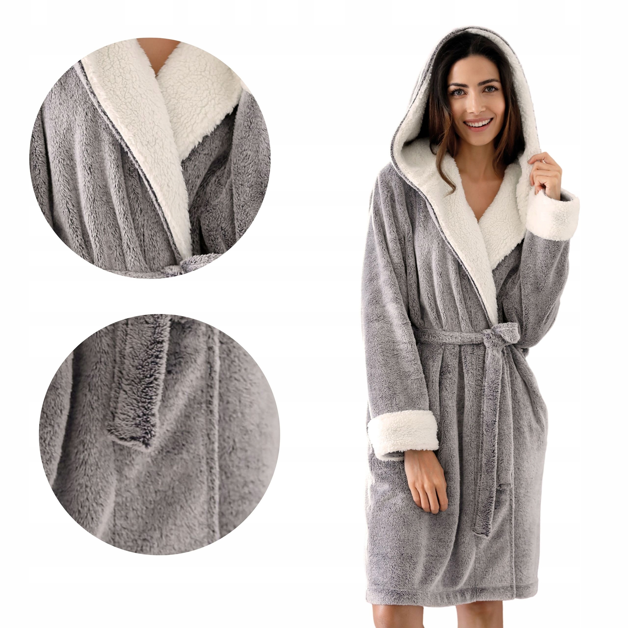 Unikát dámský župan Sharon šedý s kapucí S