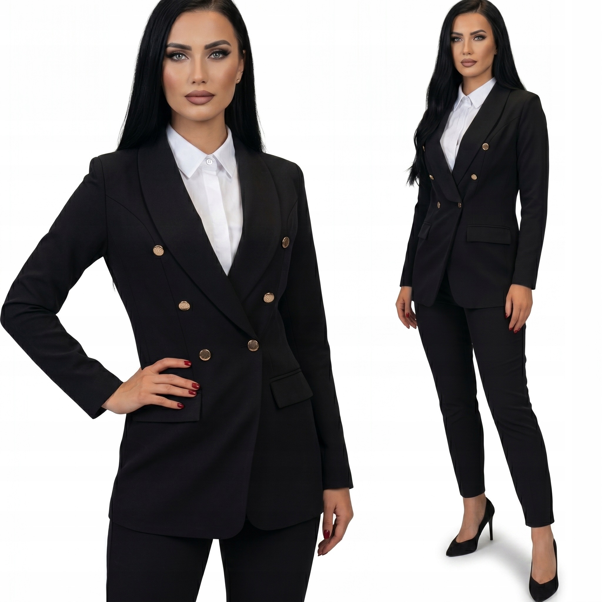 Dámský oblek Dámské elegantní Sako kalhoty černá M