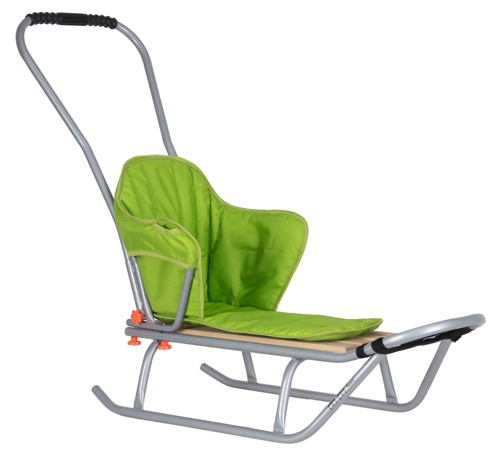 Polskie Sanki Metalowe Jee M Dla Dzieci Z Oparciem, Pchaczem I Materacykiem