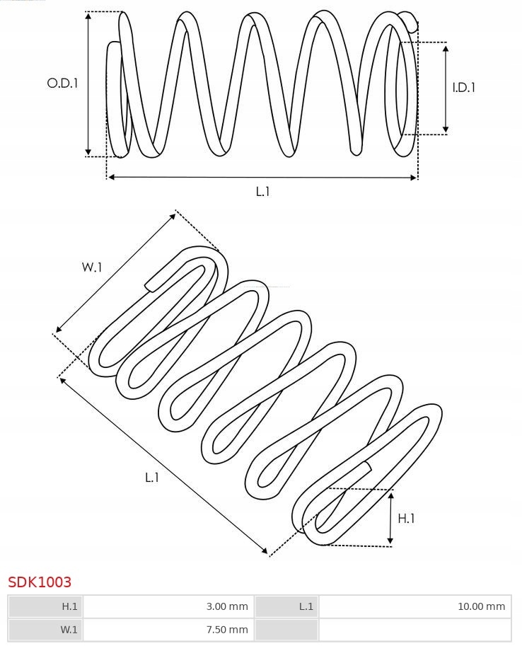 SDK1003 AS SPRĘŻYNKA Numer katalogowy oryginału SDK1003, 03-001.08, SDK1003AS SDK1003 AS