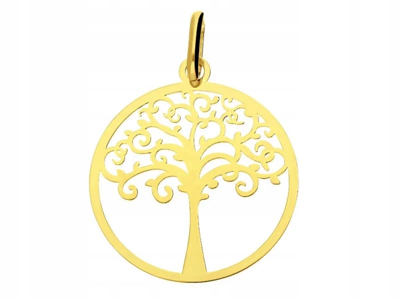 Zlatý přívěsek 585 prolamovaný strom štěstí v kruhu 0,74g jako dárek 14k