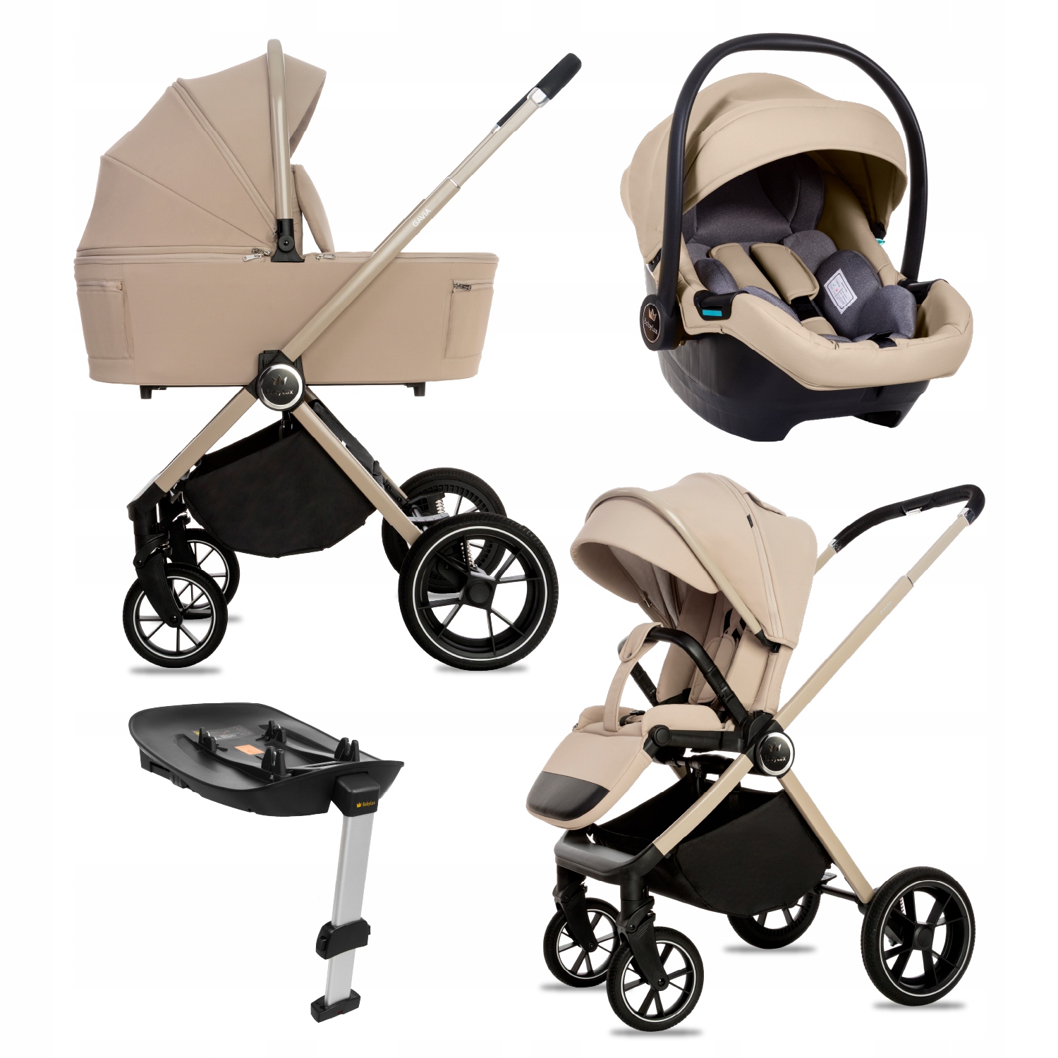 Wózek Dziecięcy 4w1 BabyLux Gavia Spacerówka Gondola Fotelik Baza Isofix