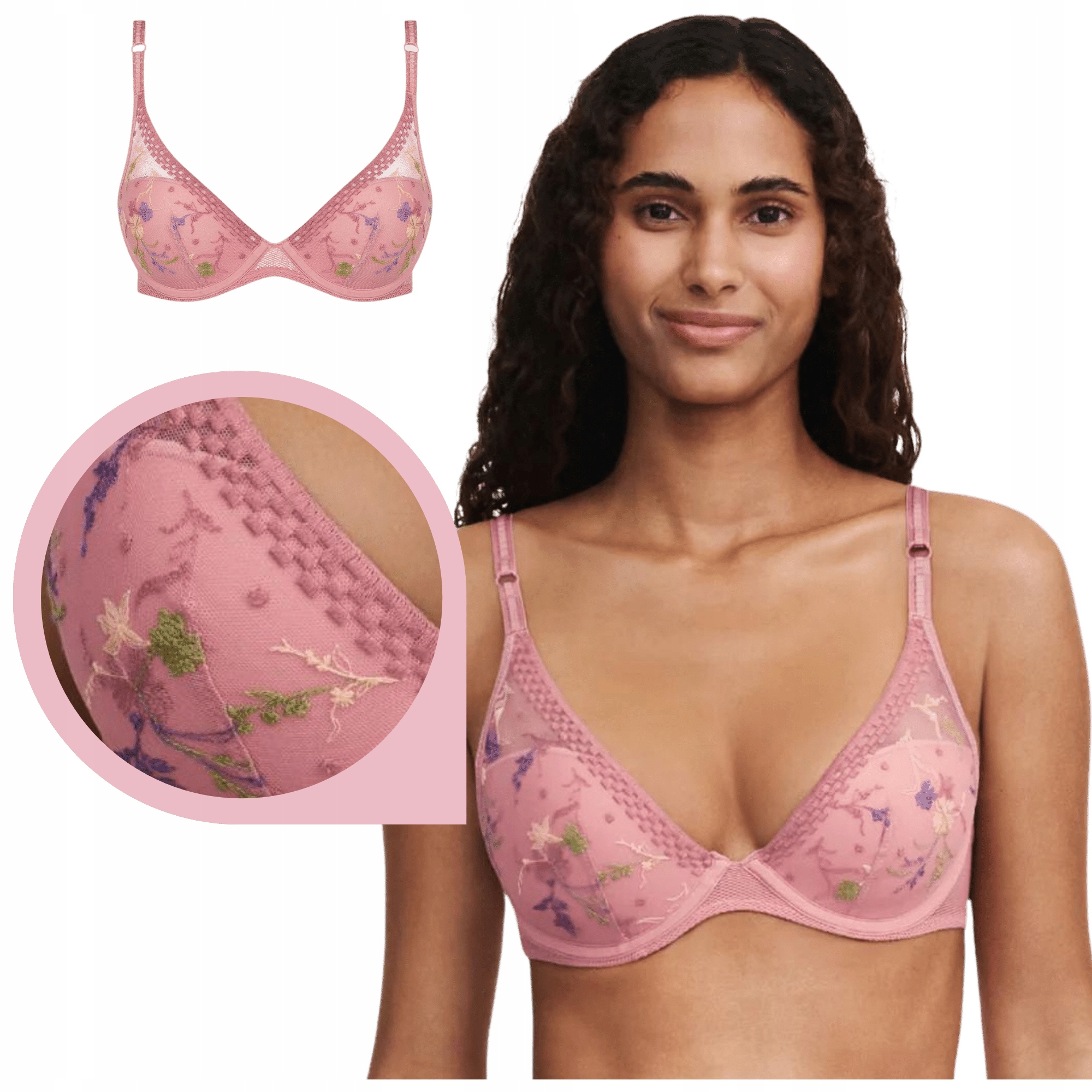 Podprsenka Passionata Suzy Rosewood vyztužená podprsenka plunge růžová 75G