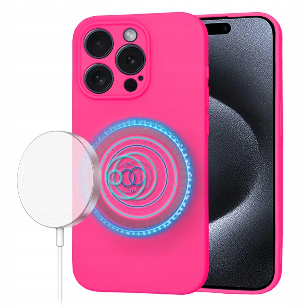 Techsuit SoftFlex etui MagSafe na iPhone 15 Pro – intensywnie różowe