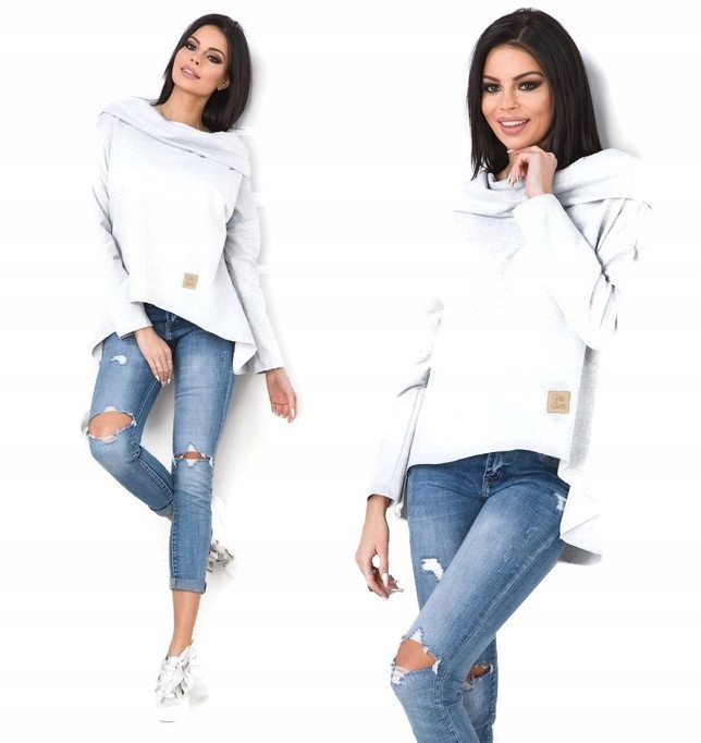 

Asymetryczna Tunika Bluza Sukienka Komin Kaptur XL