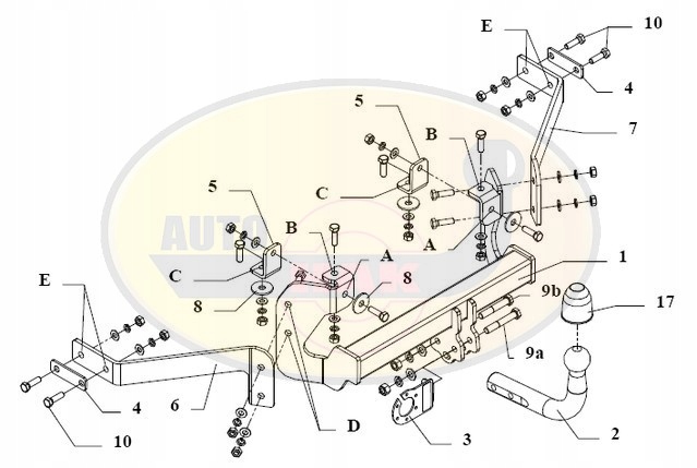 HAK HOLOWNICZY + 7 PIN PEUGEOT 205 1984-1998 Producent Auto-hak