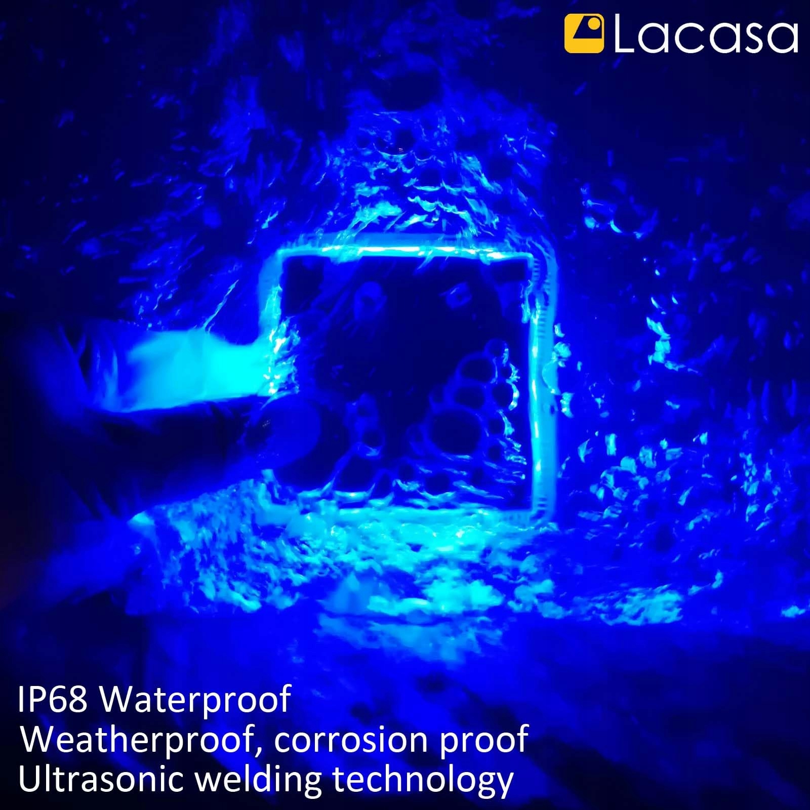 LACASA Solarne Lampy Zewnętrzne 4 Sztuki Niebieskie Światło IP68 LED Ogród — miniatura 5