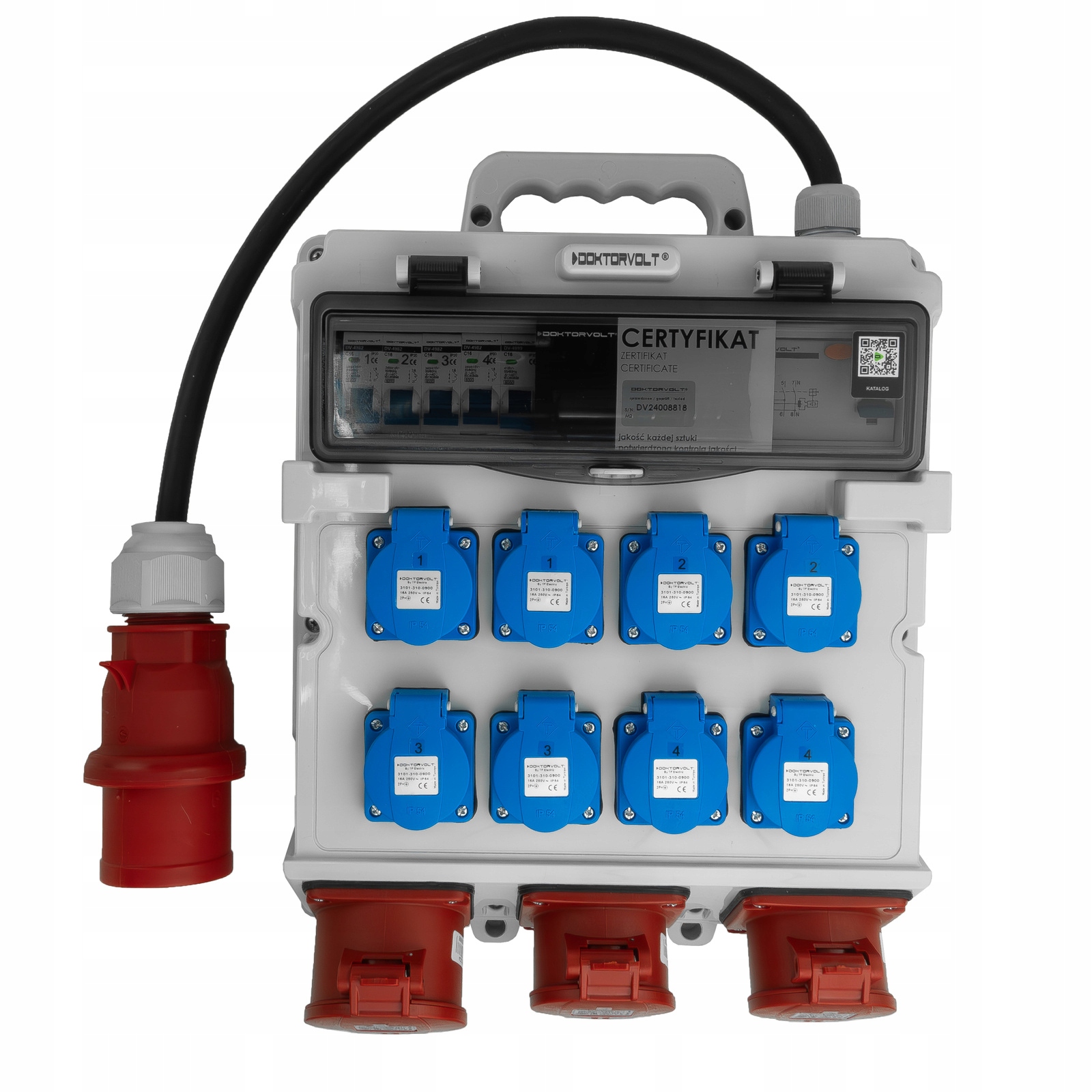 Stavební rozvaděč 2x16A 32A 8x230V rozvaděč s kabelem chráněný