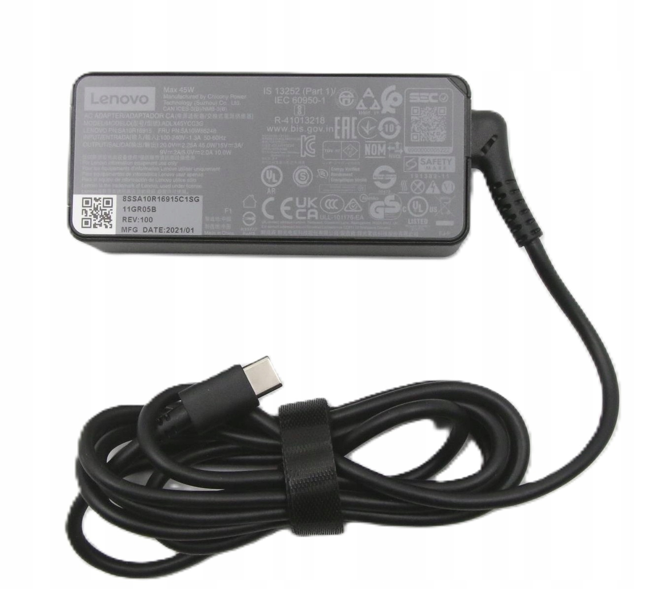 Zasilacz Lenovo 45 W Usb C Oryginał Kabel Zasilający