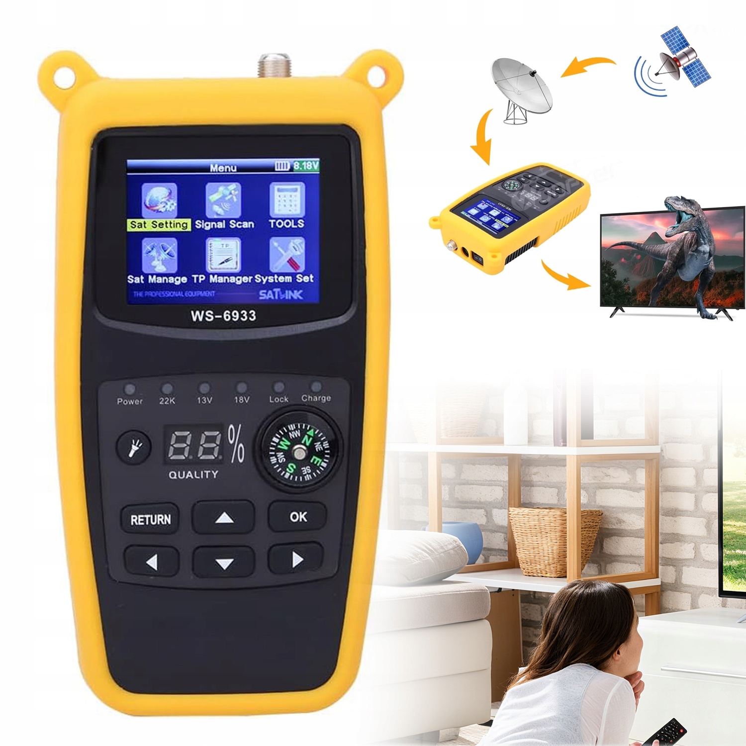 Miernik Sygnału Satelitarnego Do Ustawiania Anten, Dvb-s DVB-S2 Podgląd