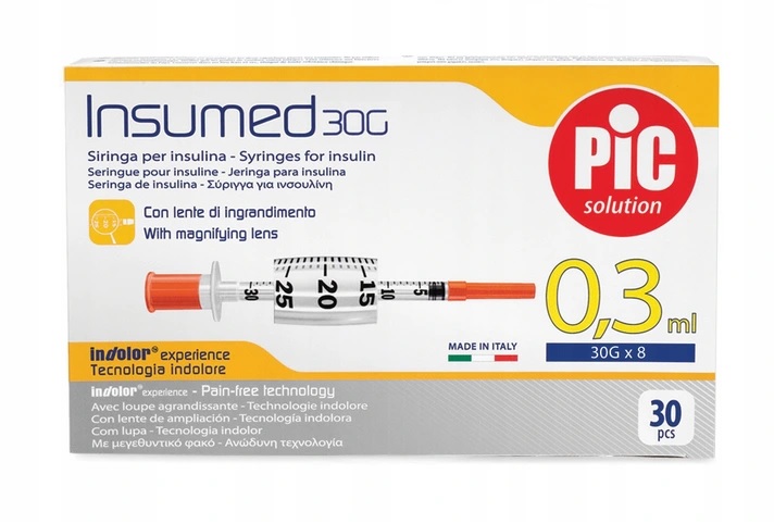 

Strzykawki insulinowe Insumed 0,3ml G30x8mm 30 szt