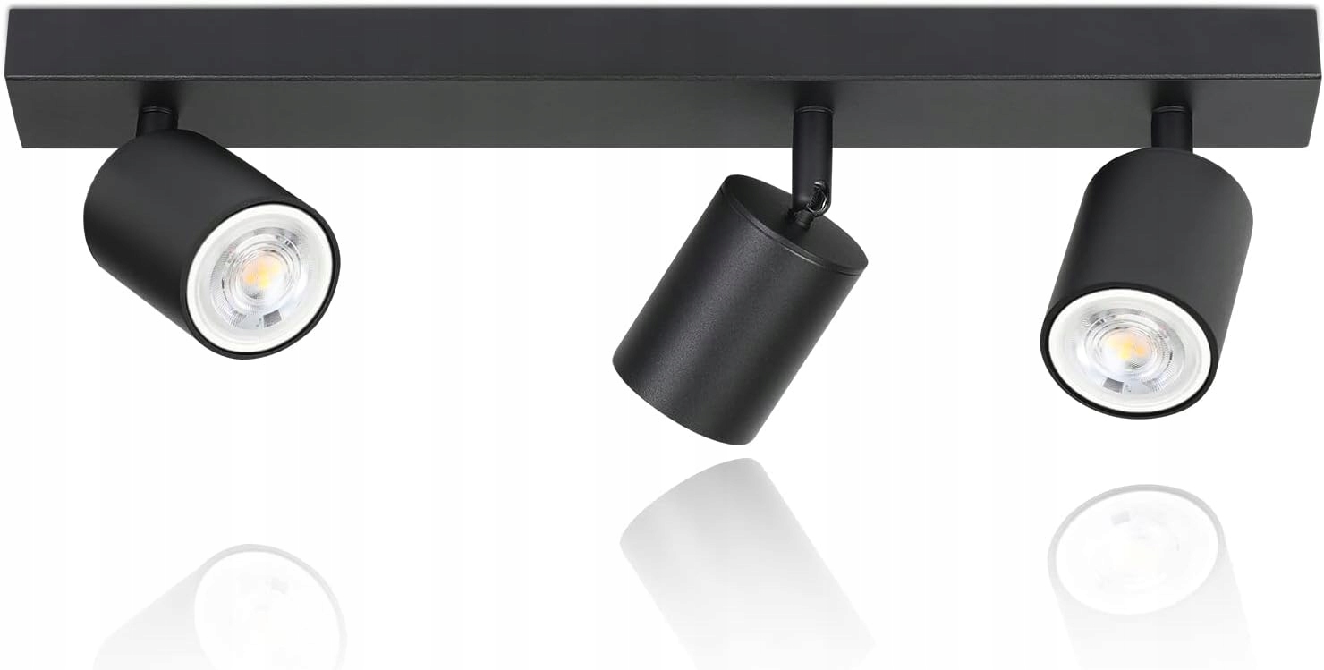 Stropní svítidlo, nástěnné svítidlo 3 x GU10 černé, 3-bodové reg9
