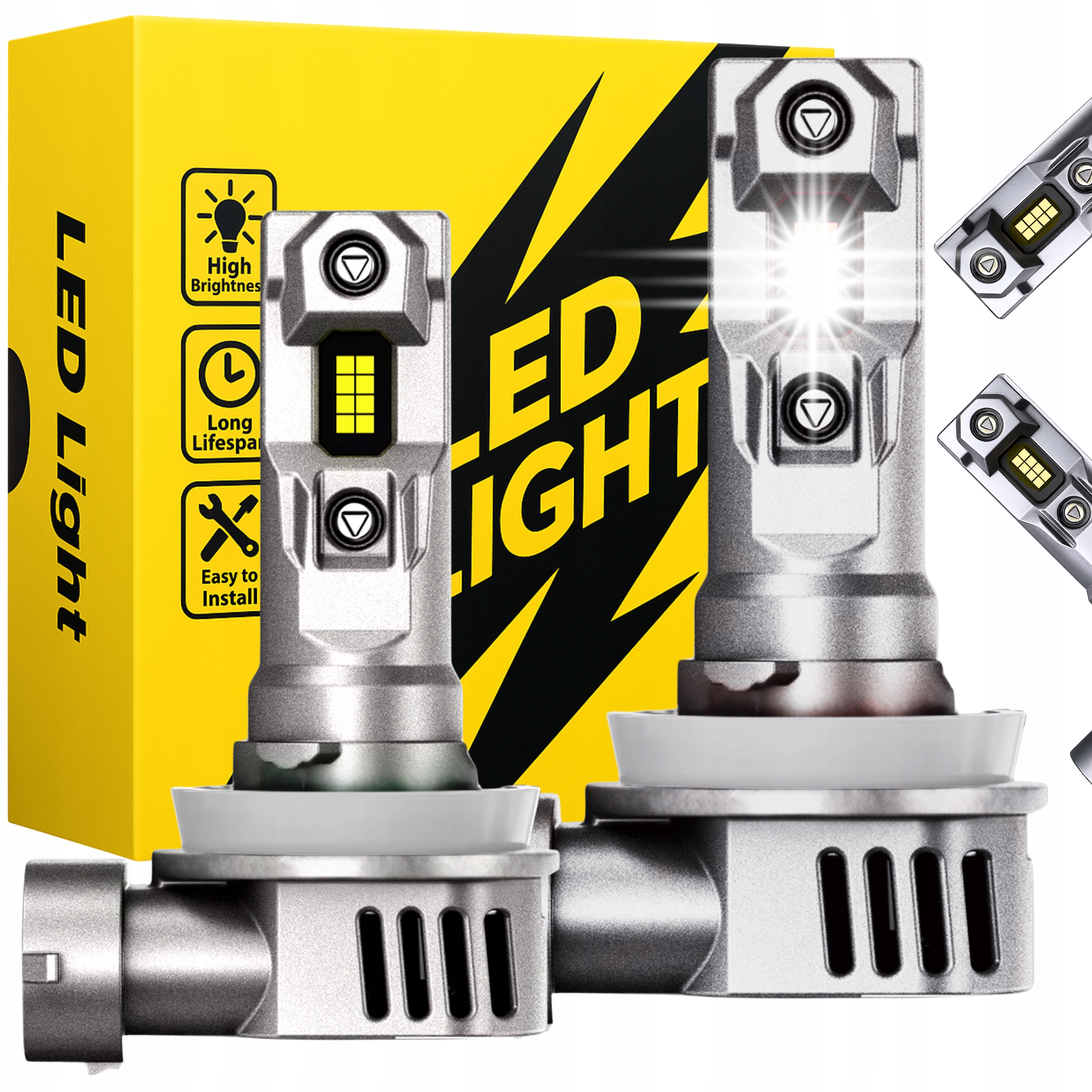 Żarówki H11 Led Homologacja Białe Canbus Xenon 90W Mocne Retrofit +1000 12V