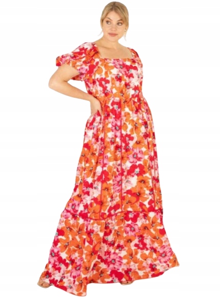 Lovedrobe Šaty Maxi Plus Size S Květinovým Potiskem A Bufíky 48 6FA