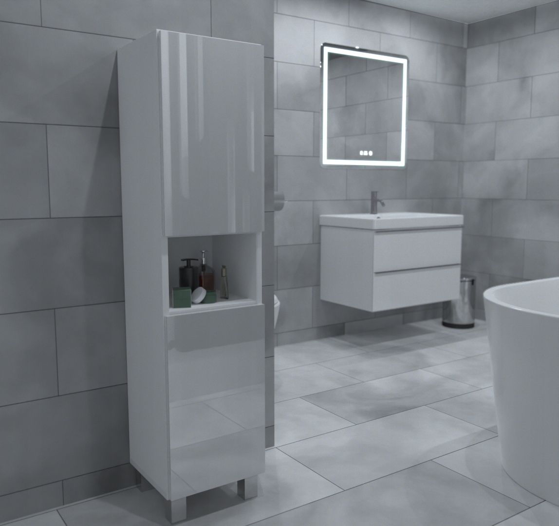 SŁUPEK STOIĄCY 120x30x27 FRONT POŁYSK BIAŁY -ZŁOŻONY Kod producenta sp120/27