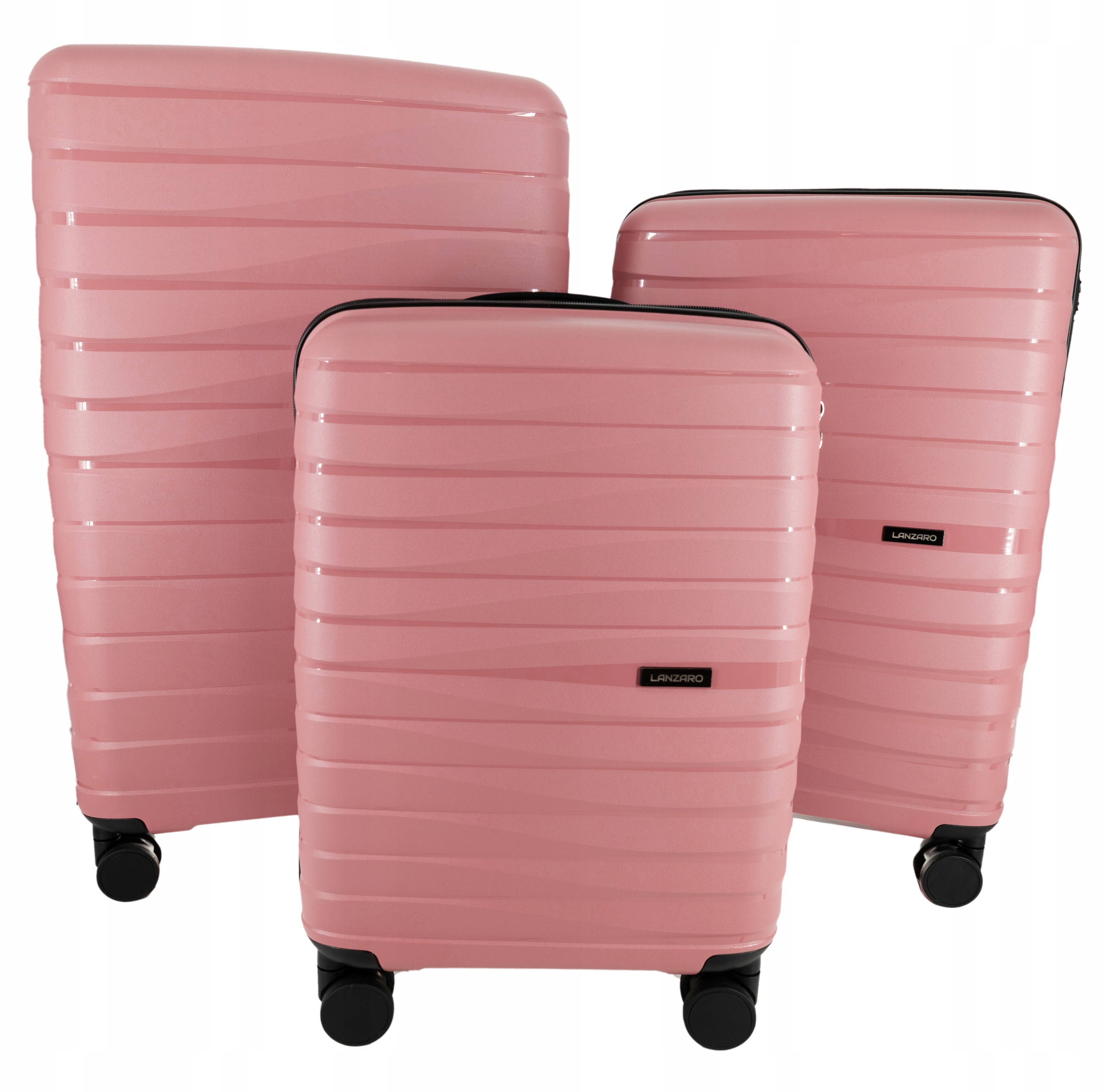 Zestaw Walizek 3W1 Polipropylen Niezniszczalne Tsa Bagaż Lanzaro Rose Gold