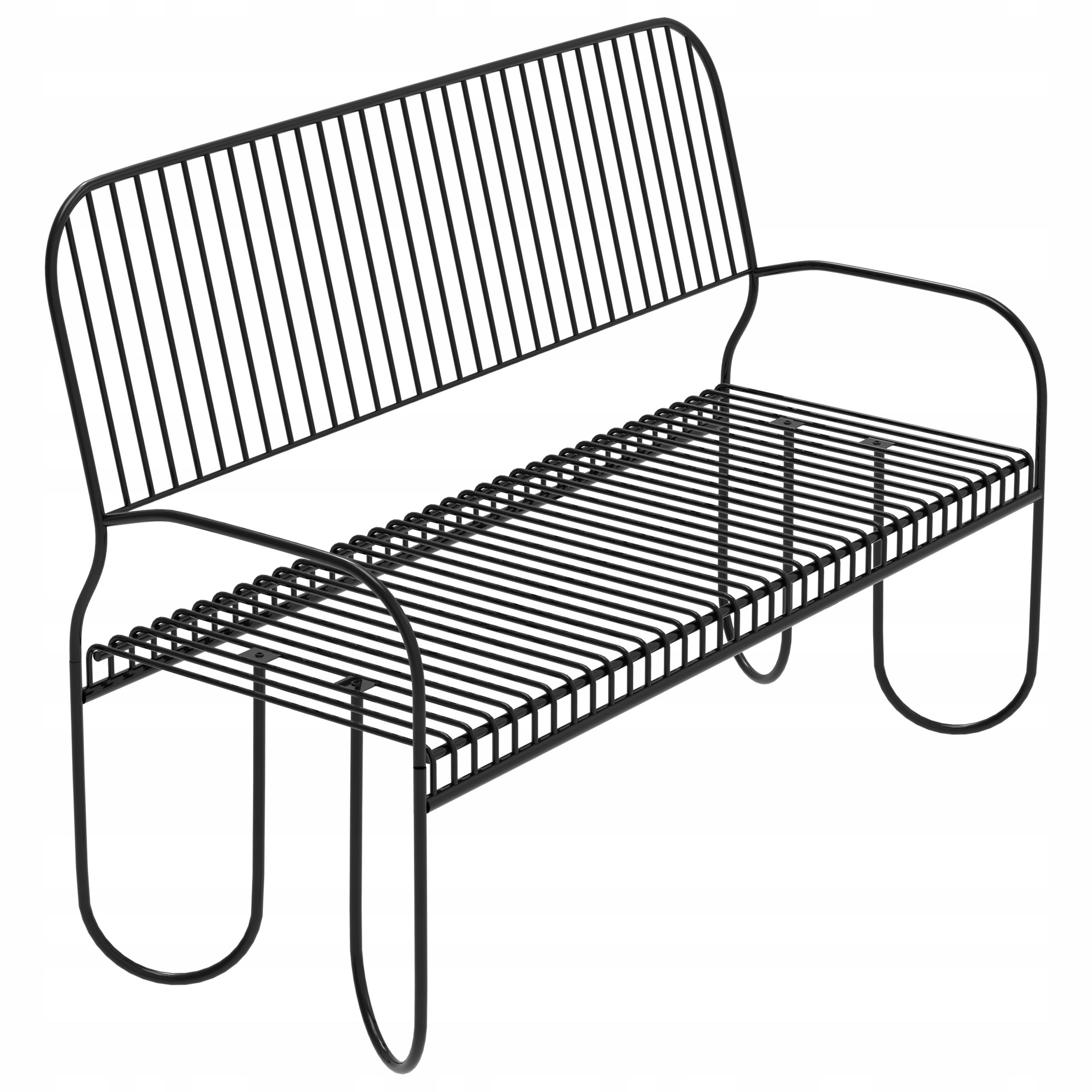 Ławka ogrodowa metalowa z oparciem czarna mocna do 200kg 120x50x100cm