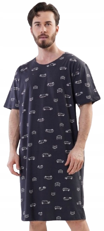 Tmavě Modrá Pánská Košile Auta Dlouhé Tričko Na Spaní XL