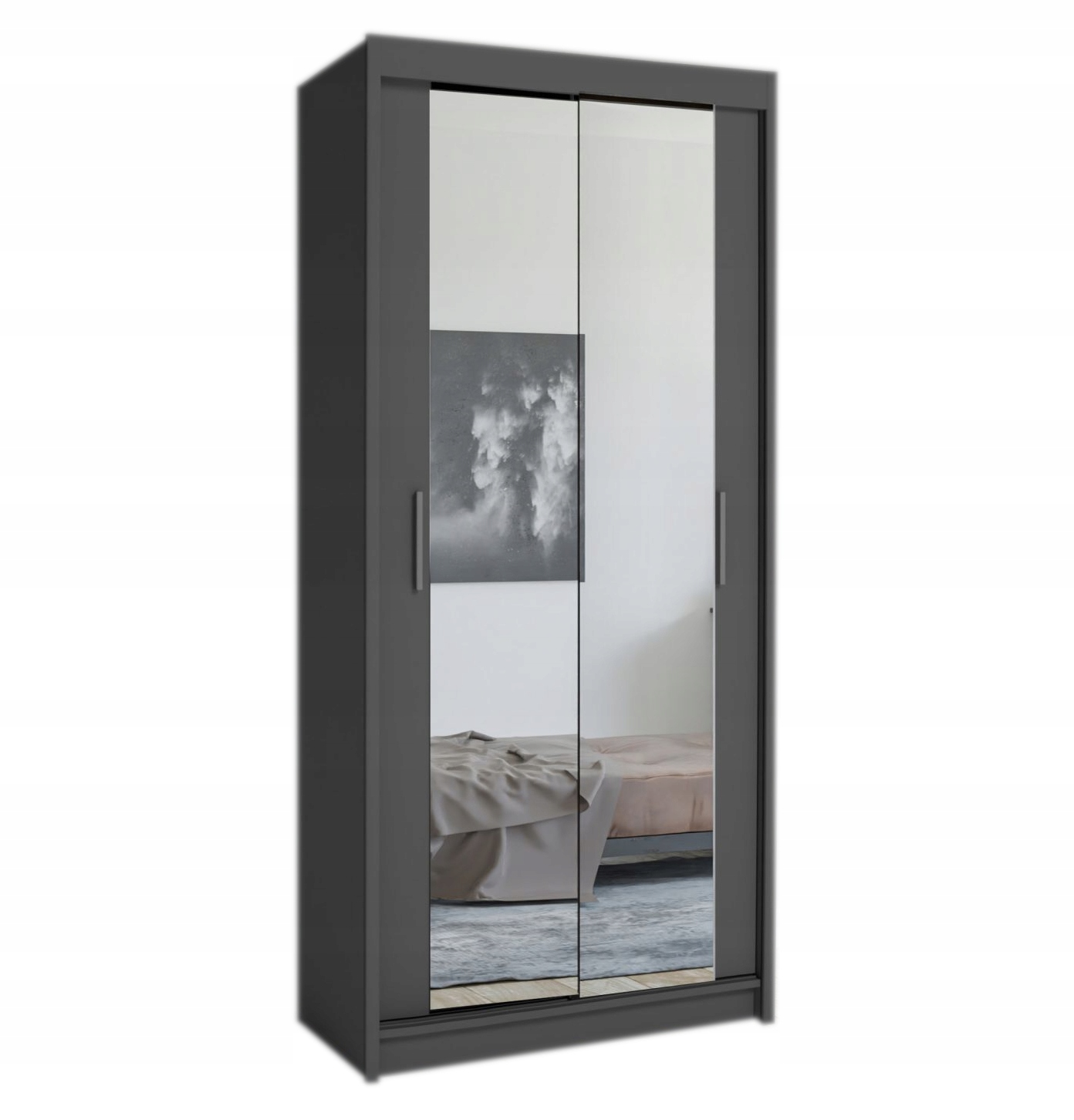 Szafa przesuwna MINI 90 lustro szara