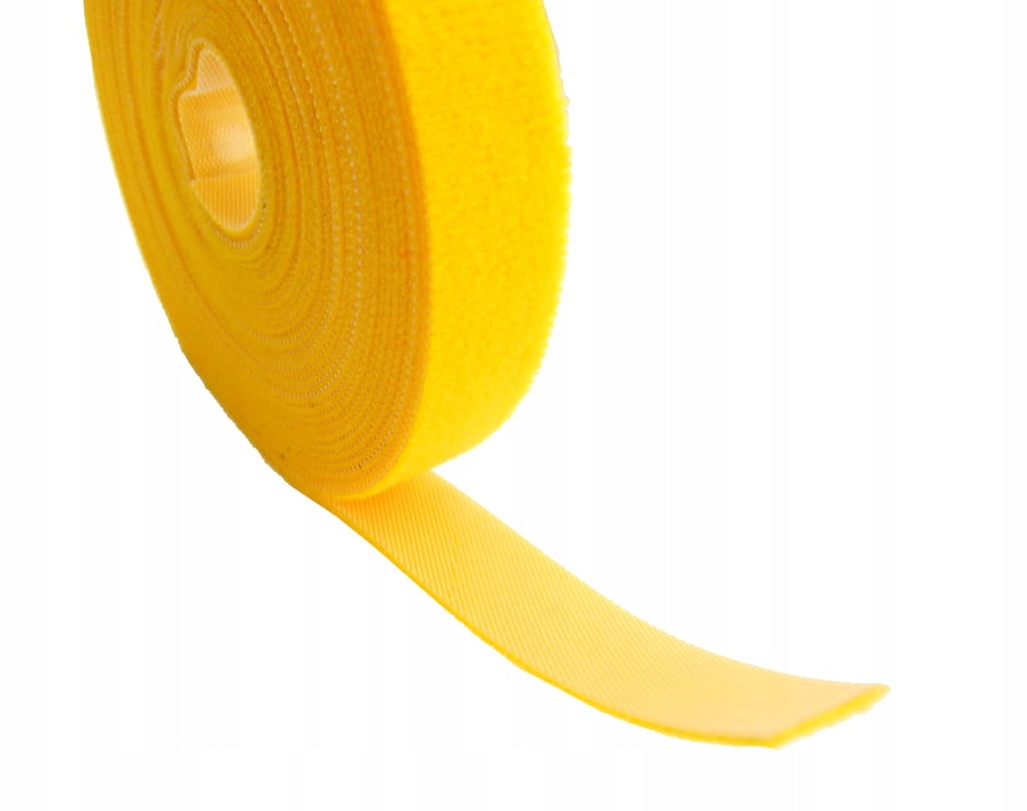 Taśma rzepowa ORGANIZER KABLI opaska rzep żółty 5m