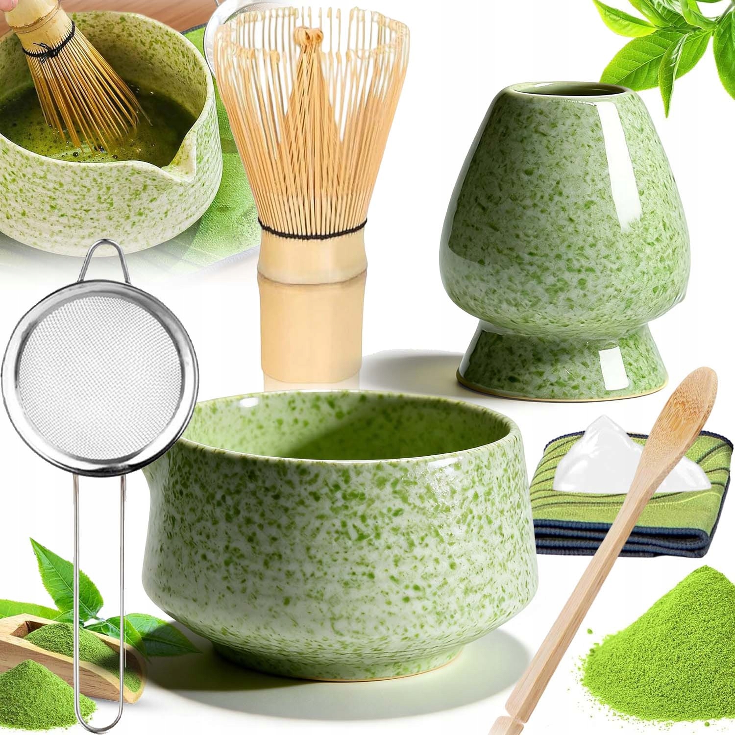 Levně 8 X Sada Na Čaj Matcha, Nástroj Na Matchu, Odolný, S Keramickou Miskou