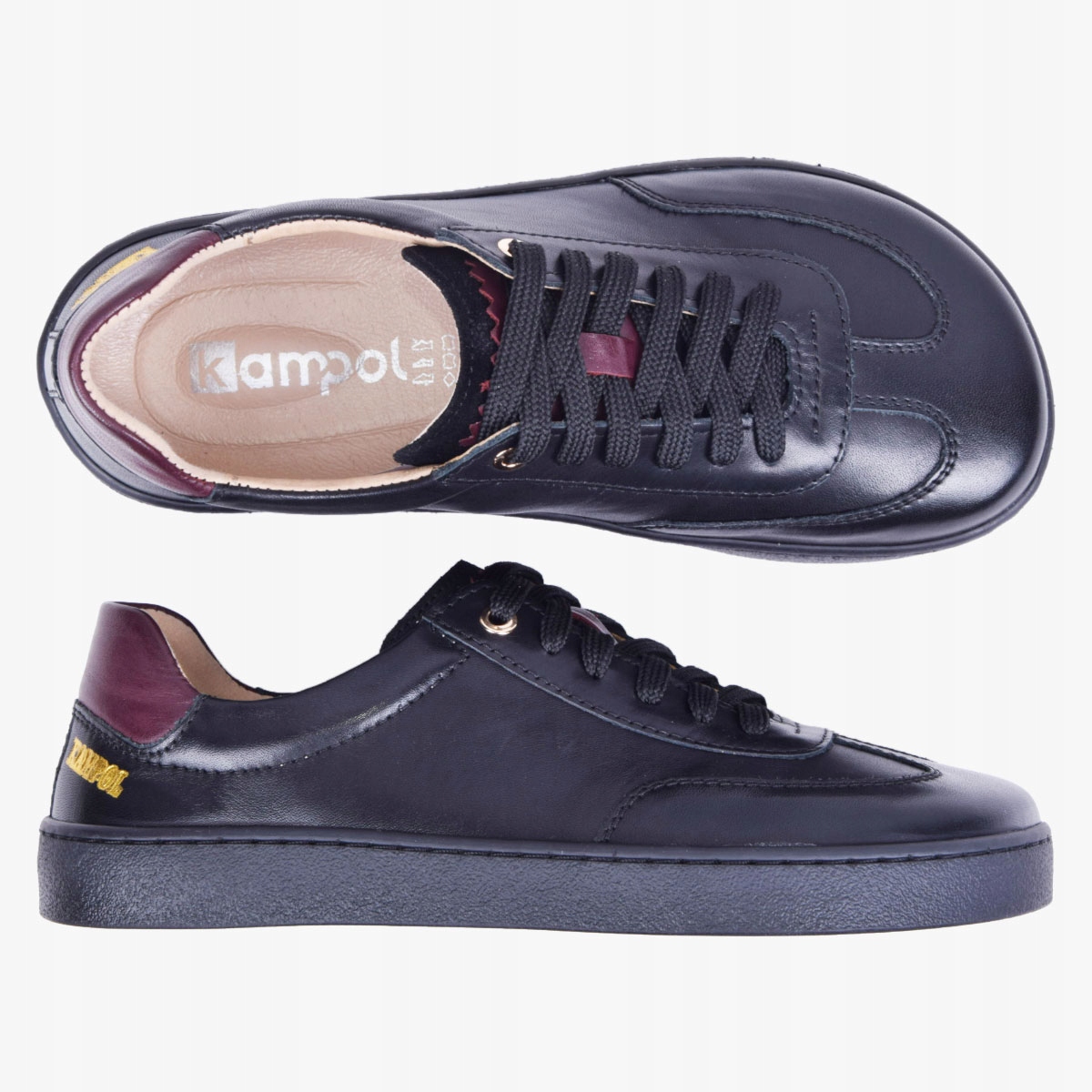 Barefoot Buty Damskie Skórzane Minimalistyczne Szerokie Czarne Kampol 39