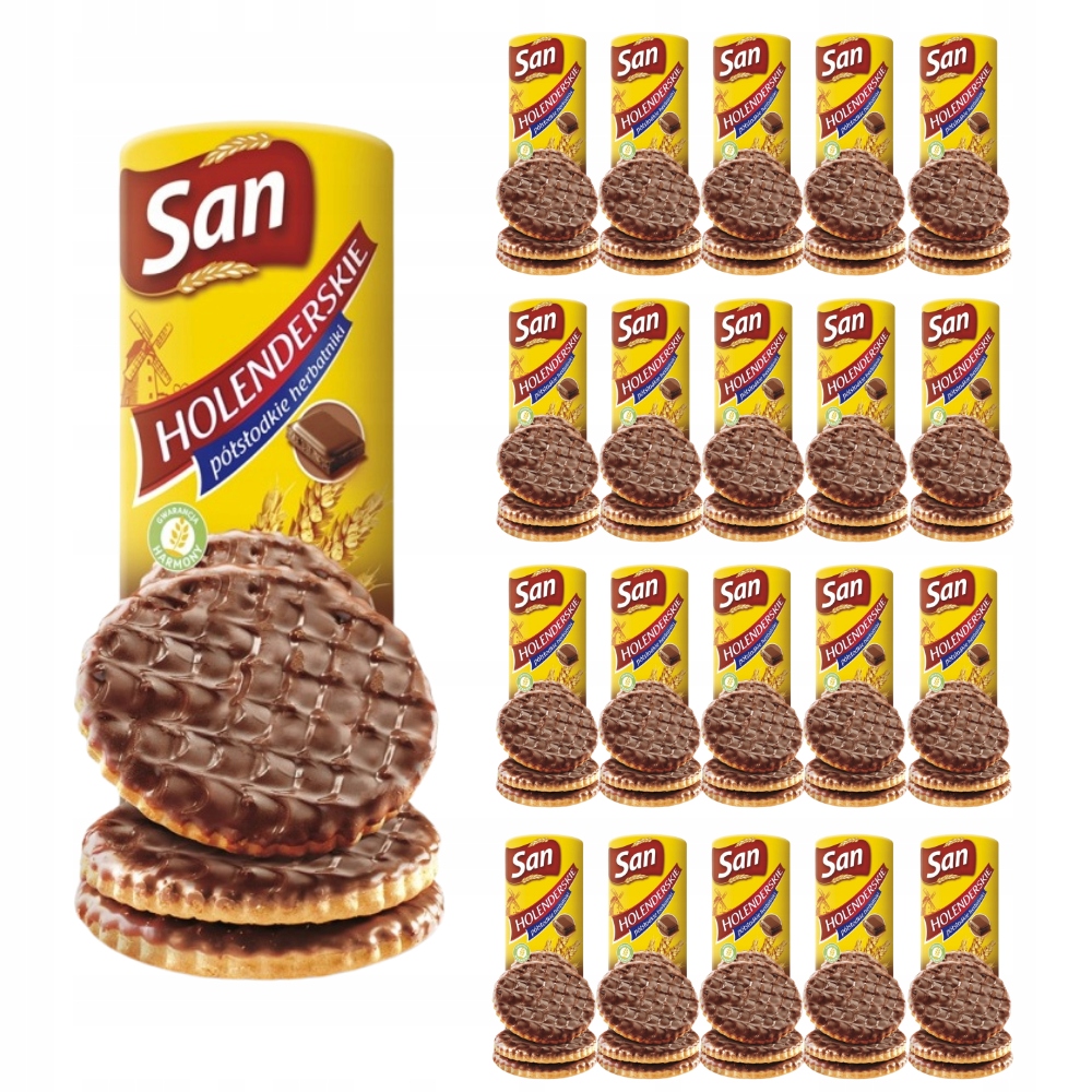 San Łakotki Ciastka holenderskie z czekoladą 170 g x 20 sztuk