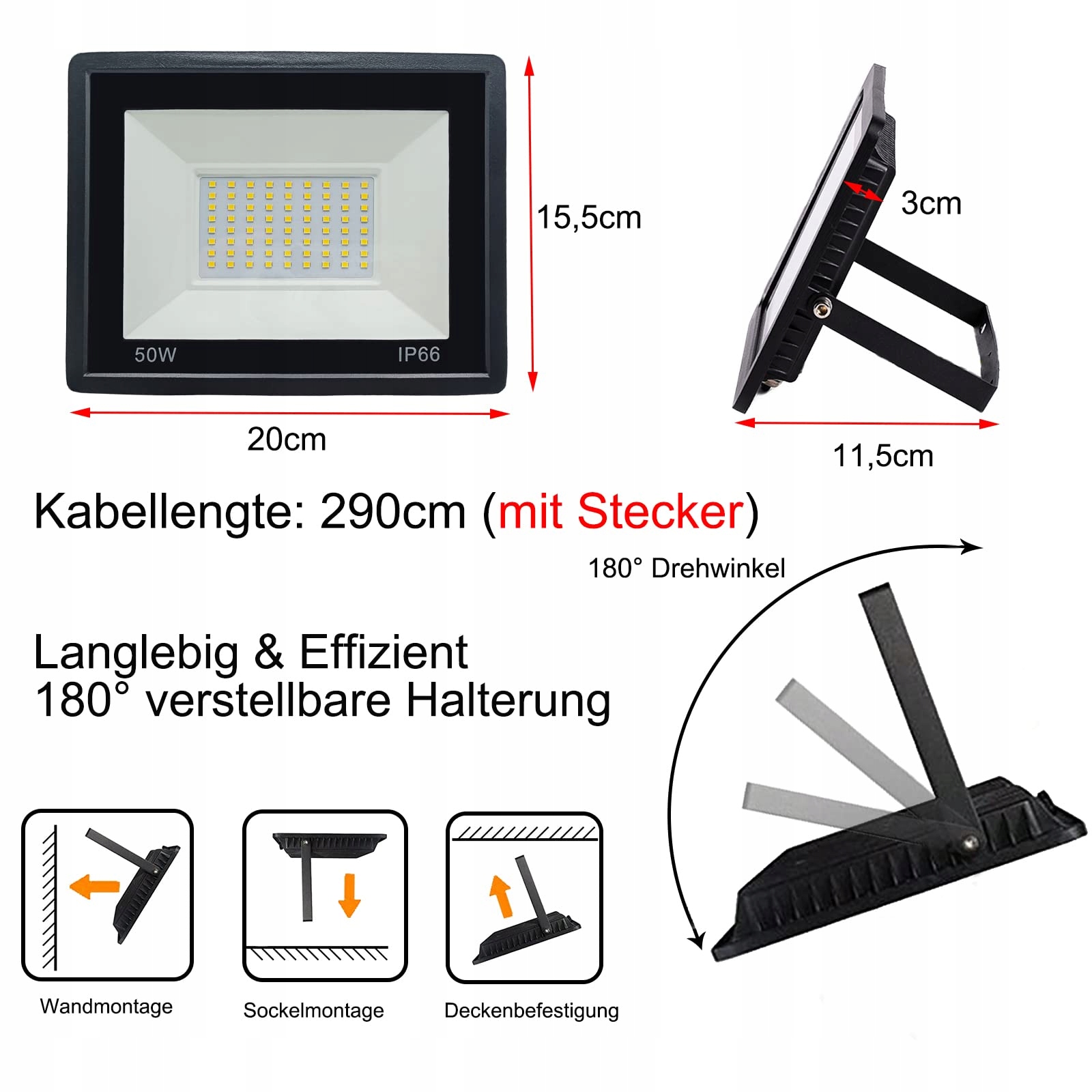Reflektor LED Zewnętrzny Wodoodporny Do Ogrodu Garażu 50W IP66 MOLVCE — miniatura 2