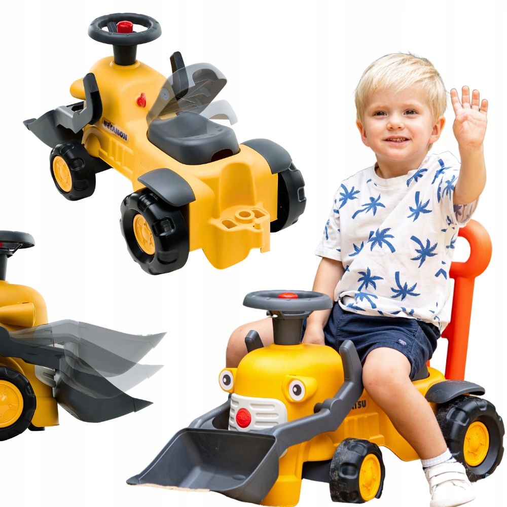 Jeździk Pchacz Traktor Komatsu Z Łyżką I Klaksonem Żółty Od 1-3 Lat Falk