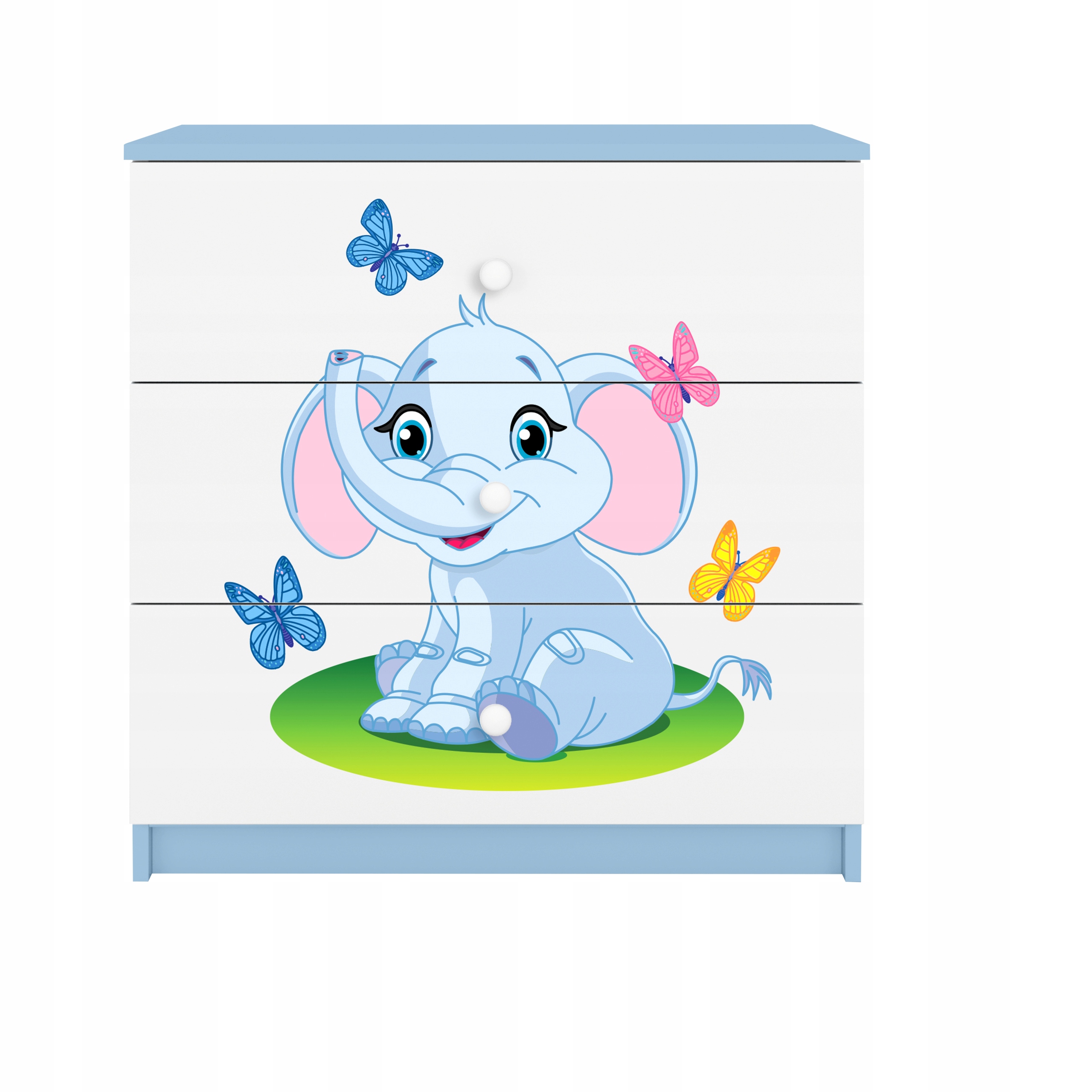 Komoda Babydreams Modrá grafika slon 80 cm