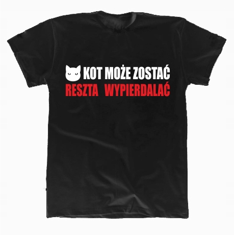 

T-shirt koszulka Kot Może Zostać anty pis Czarna