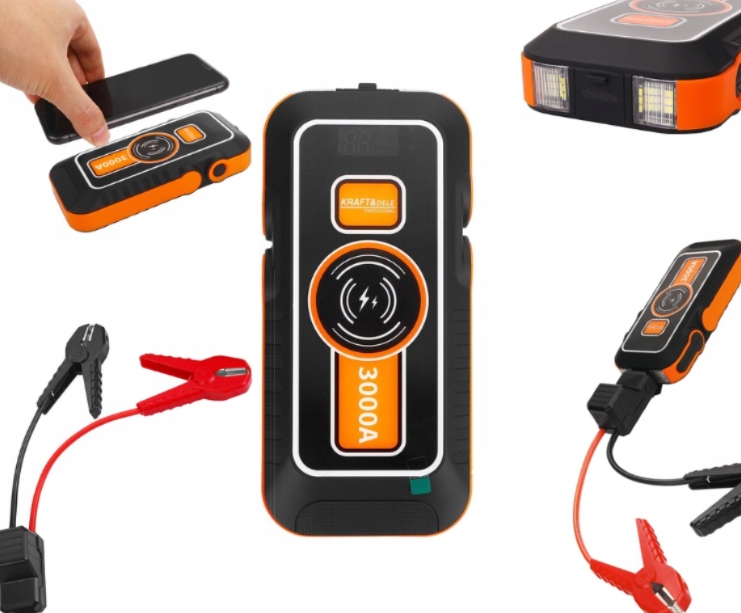 Štartovací zdroj (Jump Starter) Powerbank Kraft&dele KD5493 16000MAH 2000A Qi 15W