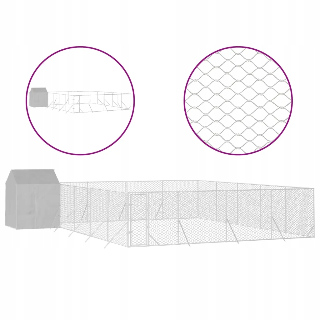 Levně Kotec pro psa se střechou, stříbrná, 10x10x2,5 m ocel
