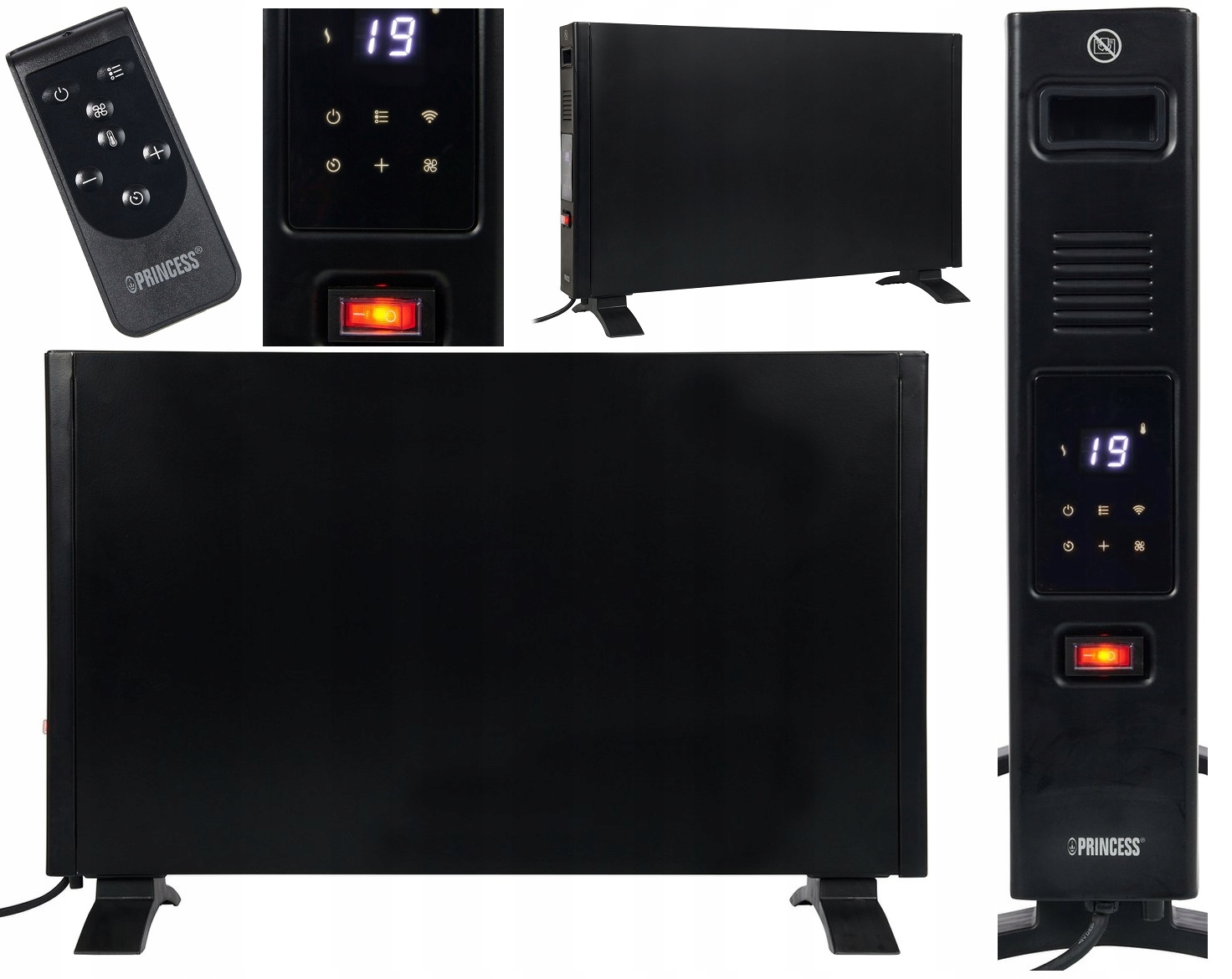 Inteligentní Černý Led panelový Ohřívač 2000W Pilot nebo WiFi Termostat