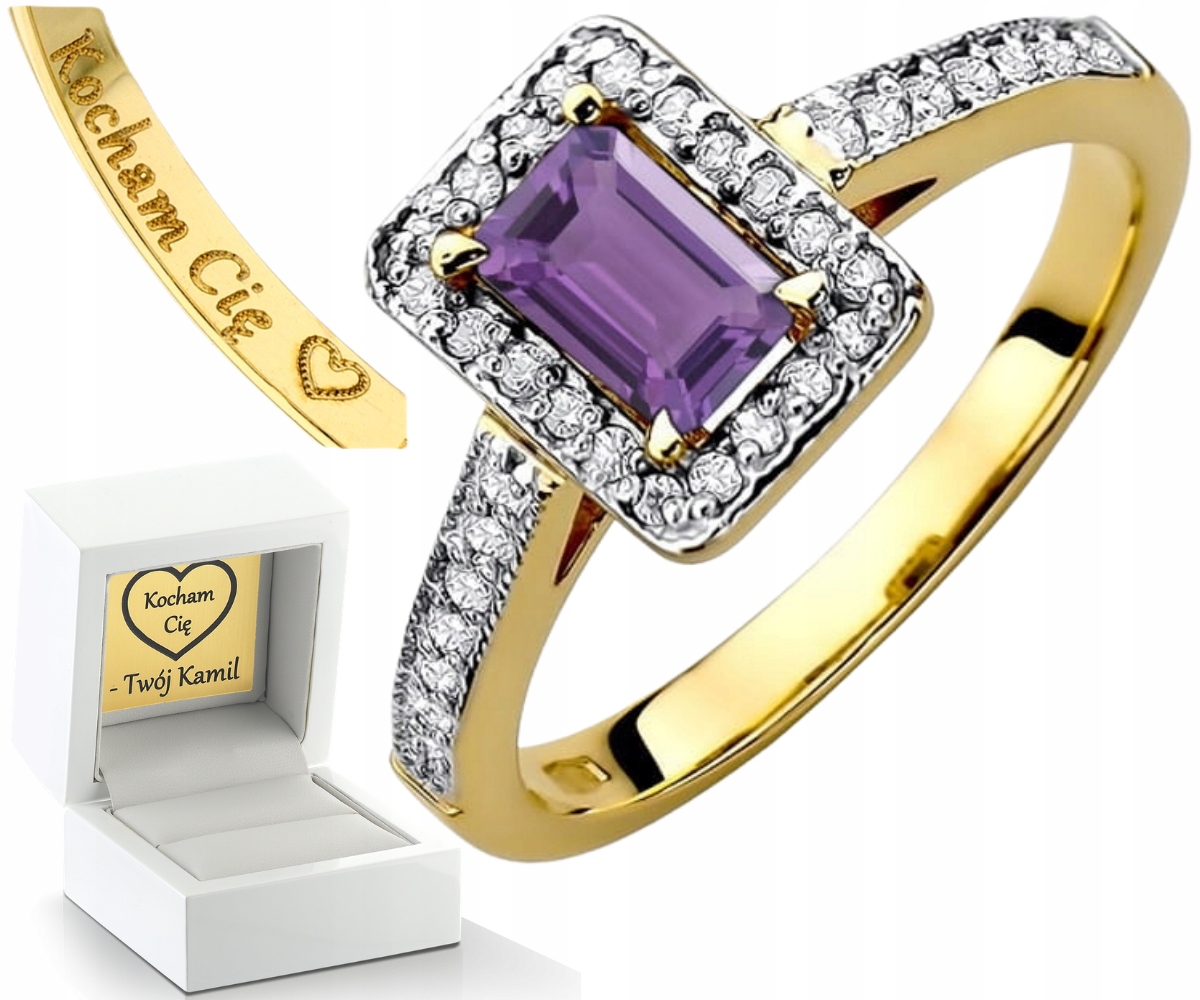 Zlatý Prstýnek S Ametystem A Brilianty 585