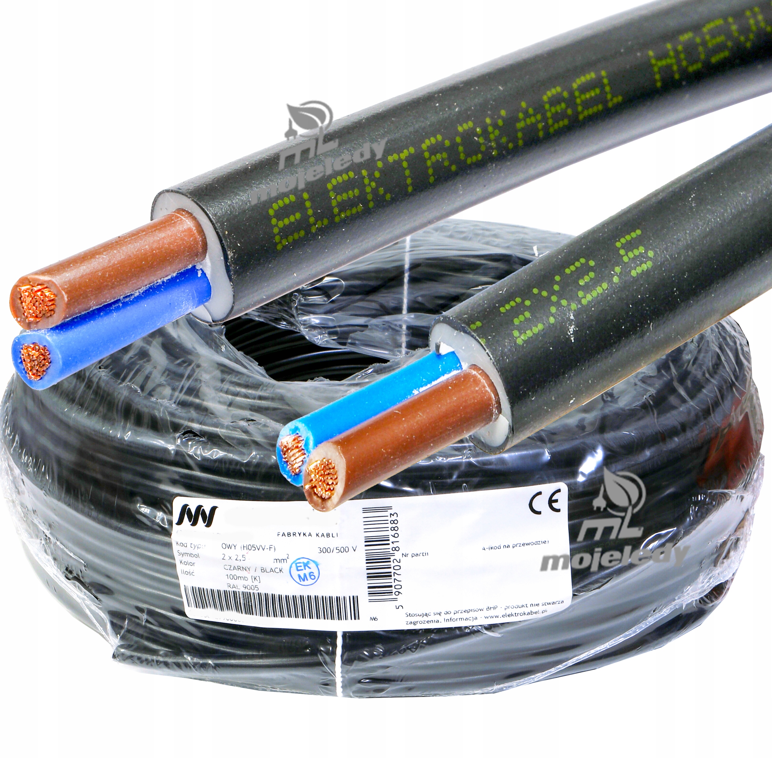 Kábel Owy 2x2,5 mm Linka Cu čierna Cu 100 m