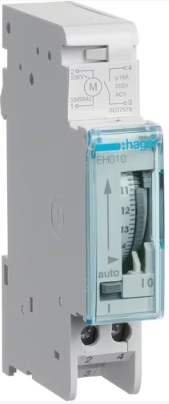 Zegar analogowy dobowy 230V 1NO 16A bez rezerwy Hager EHN010