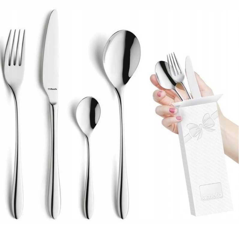 AMEFA 30 SZTUĆCE BIADOWE CUBA ZESTAW 24 + WIDELCZYKI DESEROWE TORTU 6 OSÓB