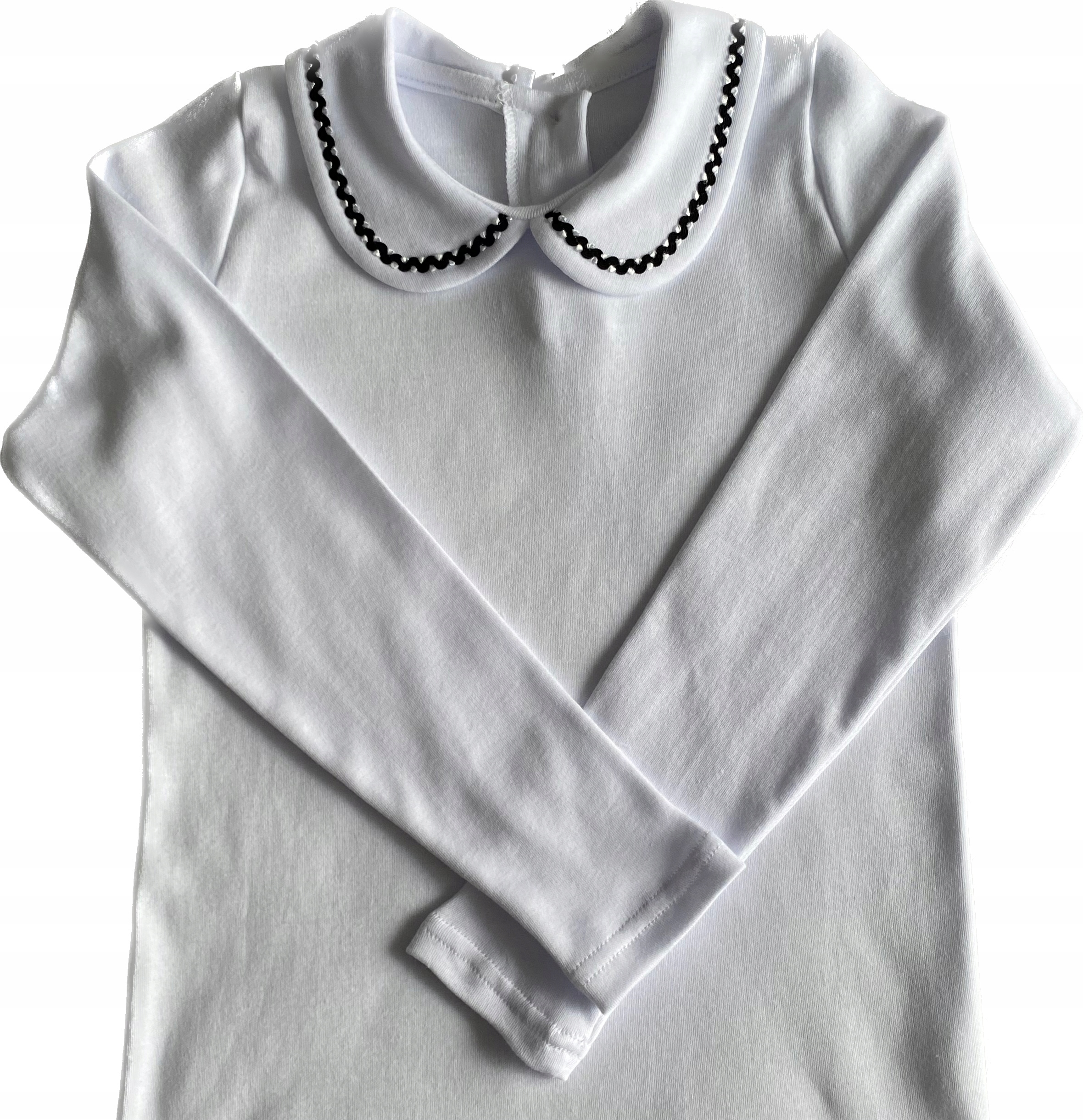 BLUZKA BIAŁA Z KOŁNIERZYKIEM PROSTY RĘKAW ROZ. 146 Materiał dominujący bawełna