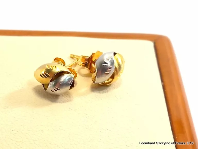 ZŁOTE KOLCZYKI TWO-TONE PRÓBY 585