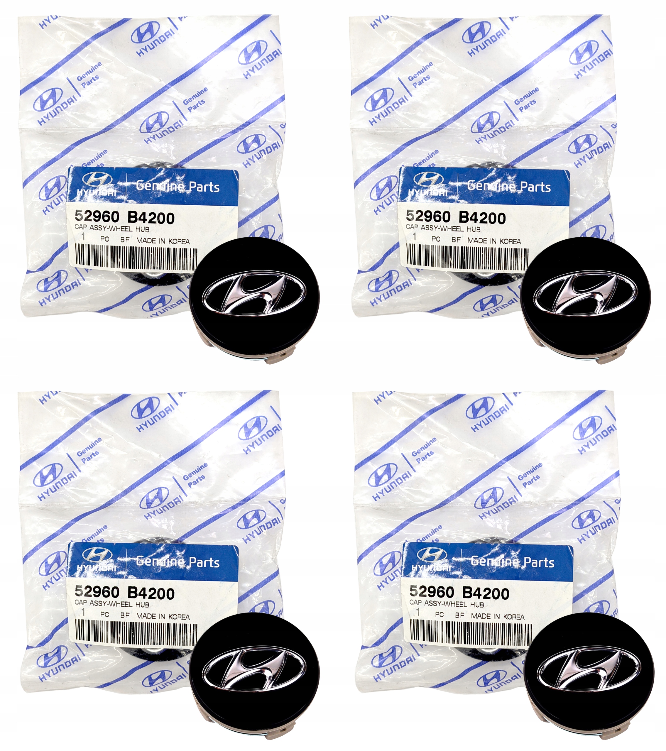 4x Originálny kryt Kapsel Hyundai čierny 55 mm 52960-B4200