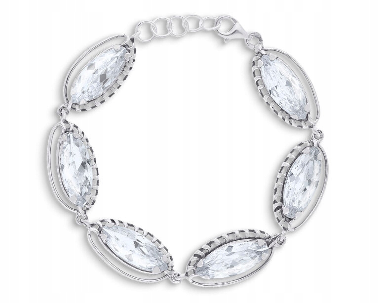 Dámský stříbrný náramek široký s velkými zirkony Ag 925