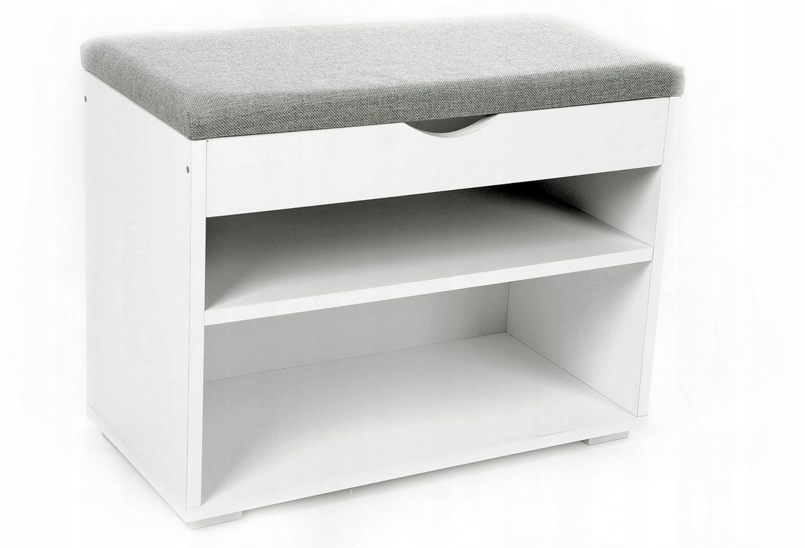 Skrinka Na Topánky Pufa Úložný priestor na veci 80 cm Čalúnená biela Sedadlo