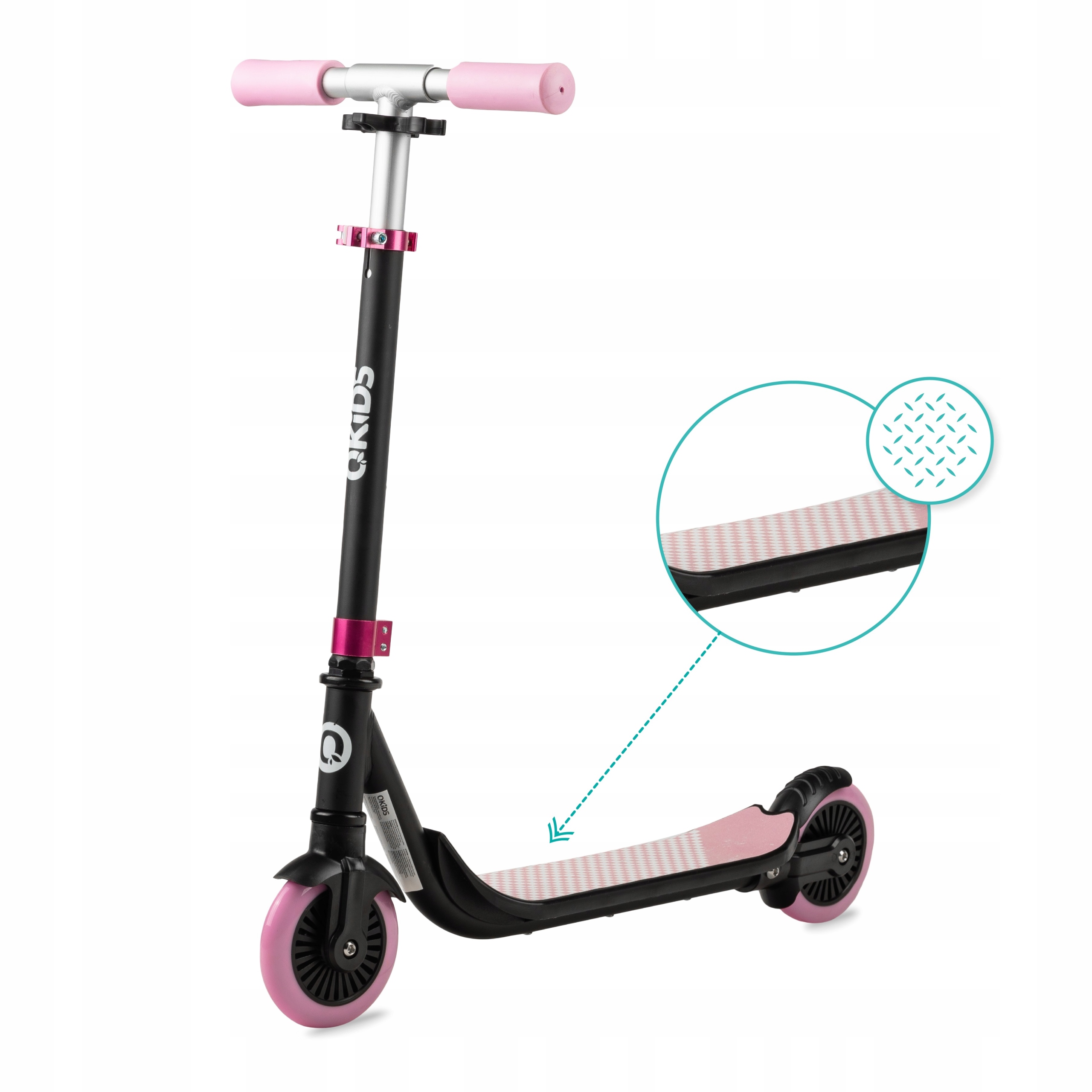 HULAJNOGA DLA DZIECI ALUMINIOWA 360° - QKIDS BRO RÓŻOWA - REGULACJA ABEC-7 Kolor Różowy