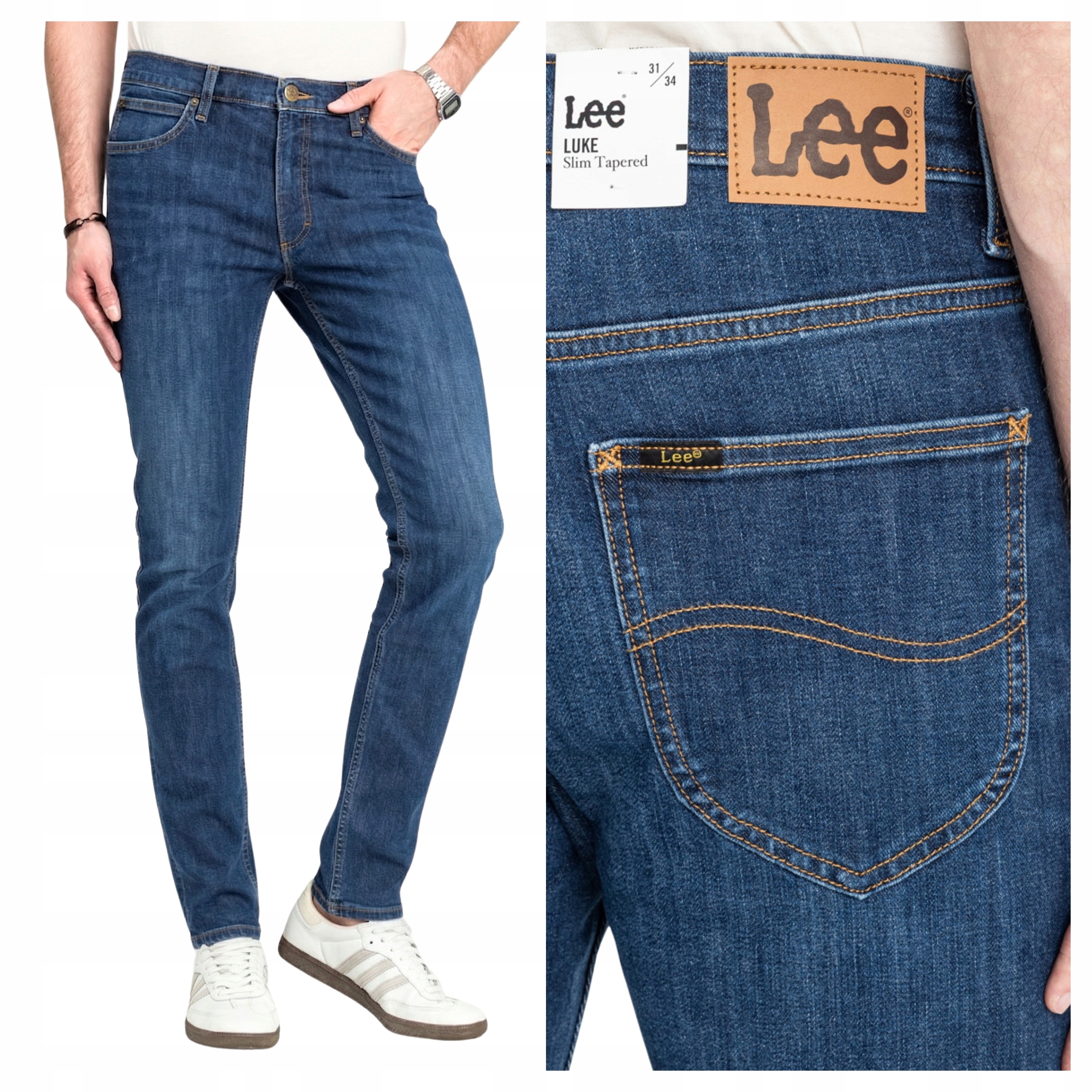 Pánské kalhoty Lee Luke Bavlněné Modré Přiléhavé W33 L32